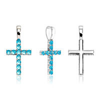 Collier rétro transparent avec zircon croisé 2P22040009, pendentif tendance avec zircone cubique en forme de croix