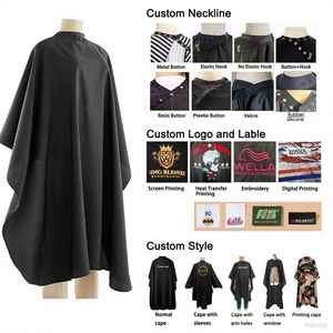 Capa de Barbería Profesional de Alta Calidad, Personalizable, Impermeable, Antiestática, con <span class=keywords><strong>Cuello</strong></span> Elástico Ajustable, de Poliéster - Product Image 2