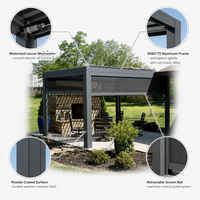 Pergola motorisée automatique à lames orientables en aluminium avec capteur pluie-vent, imperméable, pour patio, jardin, villa, usage commercial