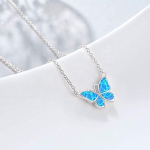 สร้อยคอผีเสื้อโอปอลเงินสเตอร์ลิง925สำหรับ<span class=keywords><strong>วัน</strong></span>วาเลนไทน์วันหยุดคริสต์มาสของขวัญ<span class=keywords><strong>วัน</strong></span>เกิด - Product Image 5