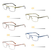 Armazón de Lentes Ópticas de Metal de Diseño Moderno 2025, Estilo Rectangular con Estampado de Colores, Armazones de Lentes de Negocios Unisex