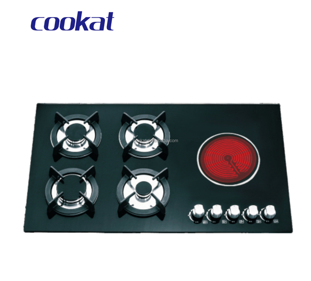 Tempered Glass 4 burner and 1 Electric Induction Cooker Table Cooktop
