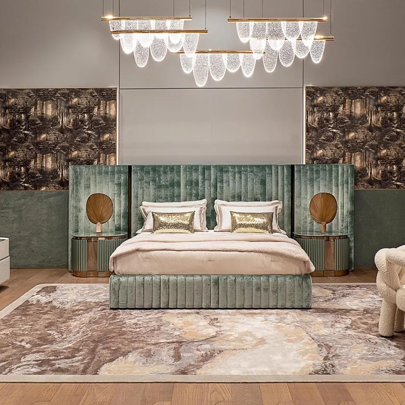 Nieuwste Design Villa Bed Van Hoge Kwaliteit Tweepersoonsbed Luxe Nubuck Lederen Luxe Slaapkamer Ensuite