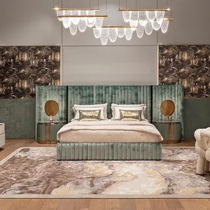 Neuestes Design Villenbett hochwertiges Doppelbett Luxus-Nubuck-Leder-Luxus-Schlafzimmer Ensuite