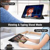Étui à trois volets pour Lenovo Tab M11 2024 TB-330FU / Lenovo Tab K11 LTE TB-330XU avec coque arrière transparente et support pour stylet