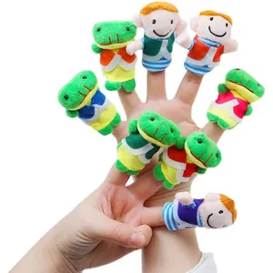 Bonecos de dedo de pelúcia de sapo fofo, brinquedos de desenho animado para crianças, bonecos de dedo de animais de família