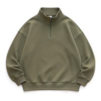 Sweat-shirt unisexe en coton à col zippé, personnalisable avec logo, coupe ample et épaisse, couleur unie