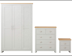 Set di Mobili per Camera da Letto in <span class=keywords><strong>3</strong></span> Pezzi GRIGIO <span class=keywords><strong>con</strong></span> Quercia: <span class=keywords><strong>Cassettiera</strong></span>, Comodino e <span class=keywords><strong>Armadio</strong></span> a <span class=keywords><strong>3</strong></span> <span class=keywords><strong>Ante</strong></span> <span class=keywords><strong>con</strong></span> Chiusura Ammortizzata - Product Image 5