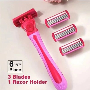 Women's Manual Razor 6 Layer Blade Stainless Steel Plastic Handle Underarm Leg Hair Shaving Tool Razor Holder Included - Product Image 3