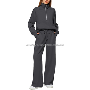 2026 New Style Women's Soccer Jersey Printed Breathable Quick Dry 100% Polyester Half-Zip Sweatshirt with Wide <b>Leg</b> Sports Pants - Product Image 5