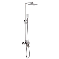 Système de douche mural moderne en acier inoxydable 304 brossé avec douchette à main, barre coulissante et mitigeur de salle de bain