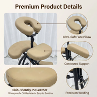 Chaise de massage ergonomique portable pliable, chaise de tatouage avec appui-tête réglable, mousse haute densité, équipement de spa
