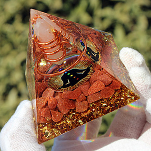 Crystal Epoxy Pyramid With White Crystal Pillar Red Gold <b>Sand</b> Internal Engraving Home <b>Decoration</b> Desktop Ornament - Product Image 3