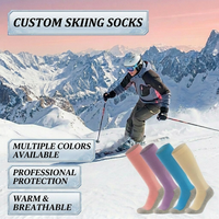 Chaussettes de ski OEM personnalisées en gros, mélange de laine thermique, hauteur genou, rembourrées, anti-humidité, pour jeunes, hommes et femmes, sports d'hiver