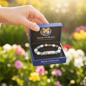 Bracelet énergétique en tungstène et pierre naturelle avec cordon élastique en forme <span class=keywords><strong>de</strong></span> chien pour la paix, les promenades et la commémoration des voyages, unisexe - Product Image 3