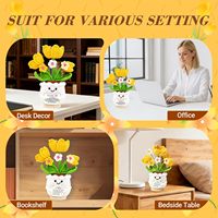 Flor de Tulipán Positiva para Maceta de Flores de Ganchillo Hecha a Mano con Hilo de Mezcla de Algodón, Regalos Inspiradores para Mujeres, Agradecimiento
