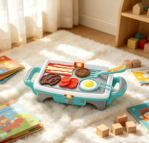 Giocattolo per Bambini Set Barbecue Teppanyaki in Plastica con Luce LED, Simulazione Griglia Verde, Gioco di Ruolo in Cucina - Product Image 1
