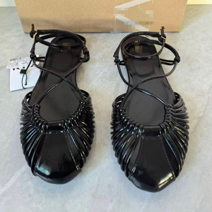 F703 ZA 2026 Nuevas Sandalias Populares para Mujer, Sandalias Planas de Playa con Punta Redonda, Blancas y Doradas, Ligeras, Tipo Bailarinas - Product Image 2