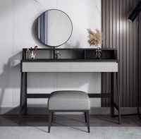 Mobilier d'angle moderne pour la chambre à coucher et la maison Coiffeuse géométrique avec 2 tiroirs et miroir