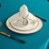 Nappe et jupe de table double couche pour hôtel, nappe ronde épaisse en coton et lin de qualité supérieure pour grandes tables rondes