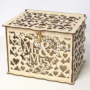 Nouvelle boîte à cadeaux de mariage DIY, boîte à monnaie en bois avec serrure, belle décoration de mariage, fournitures pour fête d'anniversaire, <span class=keywords><strong>rangement</strong></span>, modèle Microstar - Product Image 6