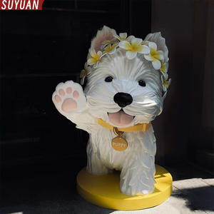 Patung Dekoratif Maskot Pusat Perbelanjaan Luar Ruangan Ramah Lingkungan, Ukuran Besar, Elegan, Terbuat dari Fiberglass, Buatan Tangan, Anjing West Highland - Product Image 6