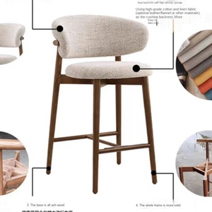 Modern Nordic Solid Pine Wood Bar Chair Small <strong>Dining</strong> High Chair with Backrest for Household Hotel or Restaurant Casual Style - Product Image 4