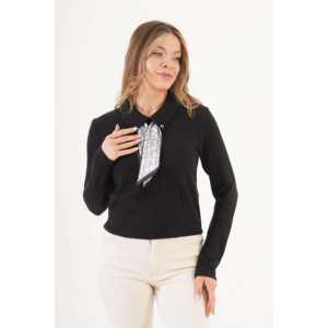 เสื้อสีดำขายส่ง ปักลายที่คอเสื้อ ผ้าพันคอพิมพ์ลายเสือดาว ผ้าไหม ผ้าคอร์ดูรอย ผ้าถัก มีไซส์ XL สำหรับฤดูใบไม้ผลิและฤดูใบไม้ร่วง - Product Image 3