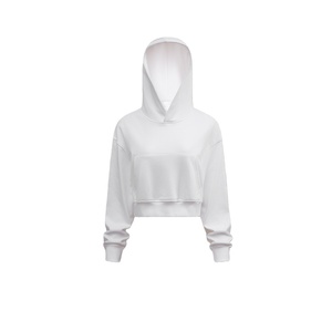 เสื้อฮู้ดกระเป๋าครอปสำหรับผู้หญิงผ้าฝ้ายหนาลำลองลายกราฟิกโอเวอร์ไซส์ดีไซน์ TKAN459D - Product Image 2