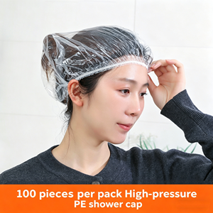 Bonnets de douche jetables épaissis en gros - 4 couleurs, bonnets de bain en PE pour salon de coiffure et hôtel (100 pièces) - Product Image 1