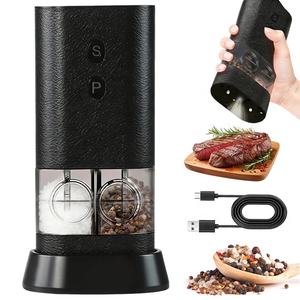 Nouveau <span class=keywords><strong>moulin</strong></span> à épices automatique rechargeable à une main, <span class=keywords><strong>grande</strong></span> capacité, broie deux épices, <span class=keywords><strong>moulin</strong></span> à <span class=keywords><strong>poivre</strong></span> et à sel électrique à double chambre rechargeable - Product Image 1