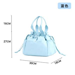 ถุงใส่อาหารกลางวันแบบมีเชือกรูด สีชมพู ผ้าอ็อกซ์ฟอร์ดกันน้ำ แบบพกพา พับเก็บได้ สำหรับใช้ในสำนักงาน - Product Image 4