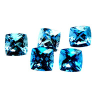 Topaze bleue suisse, taille coussin facettée, pierre précieuse pour la fabrication de bagues, pendentifs et bijoux, pierre semi-précieuse GEMFORTE INC