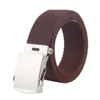 Cinturón de tela de lona con hebilla deslizante de hierro cómodo flexible unisex para uso diario de jóvenes