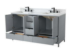 Meuble-lavabo <span class=keywords><strong>de</strong></span> <span class=keywords><strong>salle</strong></span> <span class=keywords><strong>de</strong></span> <span class=keywords><strong>bain</strong></span> <span class=keywords><strong>gris</strong></span> <span class=keywords><strong>de</strong></span> 60 pouces avec lavabo <span class=keywords><strong>blanc</strong></span>, lavabo <span class=keywords><strong>de</strong></span> <span class=keywords><strong>salle</strong></span> <span class=keywords><strong>de</strong></span> <span class=keywords><strong>bain</strong></span> Art Déco à poser au sol - Product Image 5