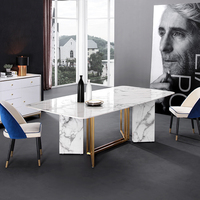 Table à manger en marbre, 1 pièce, élégante et luxueuse, avec étagère de rangement pour salon, cuisine