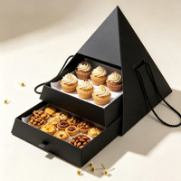 Boîtes en papier pour repas de fête en forme de pyramide, desserts, sandwichs, chocolat, emballage de traiteur à quatre étages