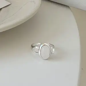 Joyever Hoge Kwaliteit Fijne Sieraden Open Verstelbare Witte Jade 925 Sterling Zilveren Natuursteen Ring