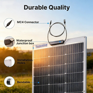 Panneau solaire monocristallin flexible ALECTER haute efficacité 100W, sortie 12V, module PV durable pour marine, camping-car, remorque, bateau - Product Image 4