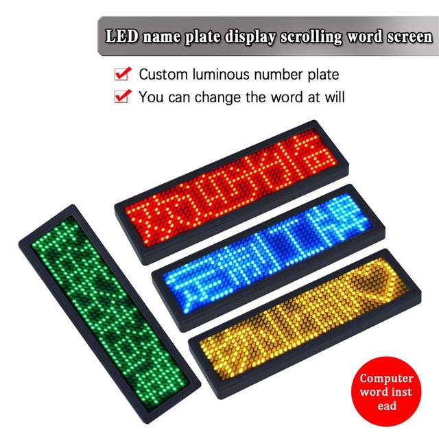 Rechargeable BT Digital LED Badge DIY Programmable Scrolling Message Mini LED Name Tag 15 Display Languages Badge Module