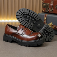 Mocassins de mode pour hommes et adolescents, à semelles épaisses, en PU, antidérapants, respirants, toutes saisons, à coupe basse, pour l'extérieur, style Bullock à bout large, Nouveauté CC