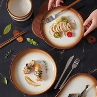 Ensemble de vaisselle en porcelaine rétro minimaliste sous glaçure, bols et assiettes en céramique pour le riz