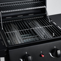 Barbecue portable pliable à gaz propane 2 brûleurs, robuste, pour extérieur, avec chariot, montage facile, style moderne, métal thermolaqué