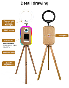 Cabina de Fotos Portátil con Soporte Triangular con Aspecto de Madera, Luz RGB Cuadrada, Cabina de Fotos Retro para IPAD y DSLR - Product Image 2