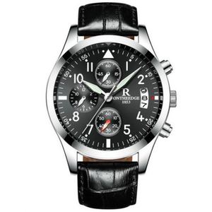 ONTHEEDGE 028 Marca Negro Hombres Reloj de cuarzo <span class=keywords><strong>Vive</strong></span> Correa de cuero Resistente al agua Luminoso Fecha Pantalla Chrono Sports Watch Set - Product Image 1