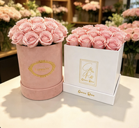 Boîte d'emballage pour fleurs en carton recyclé écologique avec estampage mat et doré, options rondes/carrées pour emballage cadeau
