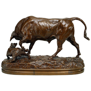 Di piccole dimensioni famoso bronzo toro da combattimento orso statua per la decorazione