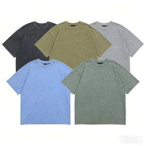 Camiseta de Hombre con Diseño de Moda Lavado Ácido 2026, Logotipo Estampado, 100% Algodón, Corte Holgado, para Verano - Product Image 1