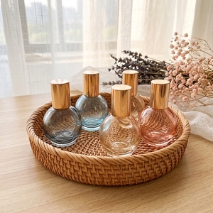 Bouteille à bille ronde en verre cristal de 10 ml, prête à être expédiée, en forme d'ampoule avec bille en pierre précieuse pour huiles parfumées - Product Image 2