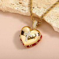 Collier de boîte photo multicouche en forme de coeur DIY Flipping Heart Pendentif croix personnalisé